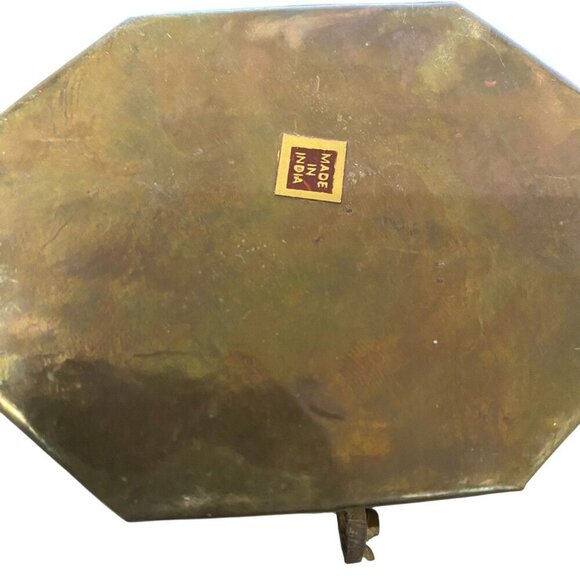 Vintage Brass Cricket Trinket Storage Box Potpourri Incense Hinged Lid  w/Handle - Picture 3 of 7